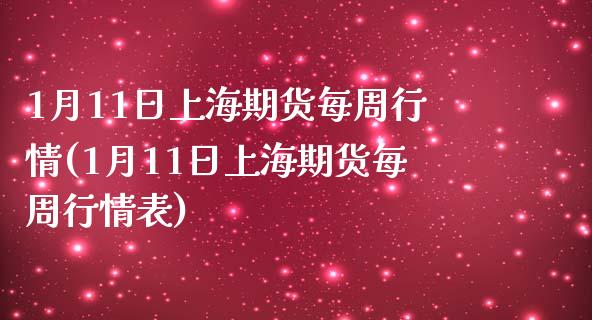 1月11日上海期货每周行情(1月11日上海期货每周行情表)_https://yy1.wpmee.com_恒指期货_第1张
